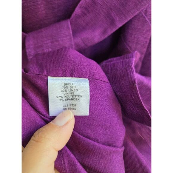Classiques Entier Wine Purple Silk Linen Tie Waist A-Line Cocktail Dress size 2 - Picture 10 of 10